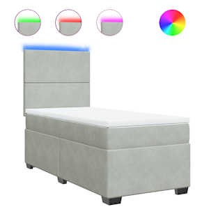 Box spring postel s matrací světle šedá 90x190 cm samet - obrázek 2