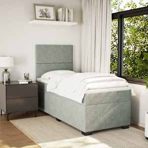 Box spring postel s matrací světle šedá 90x190 cm samet - obrázek 4