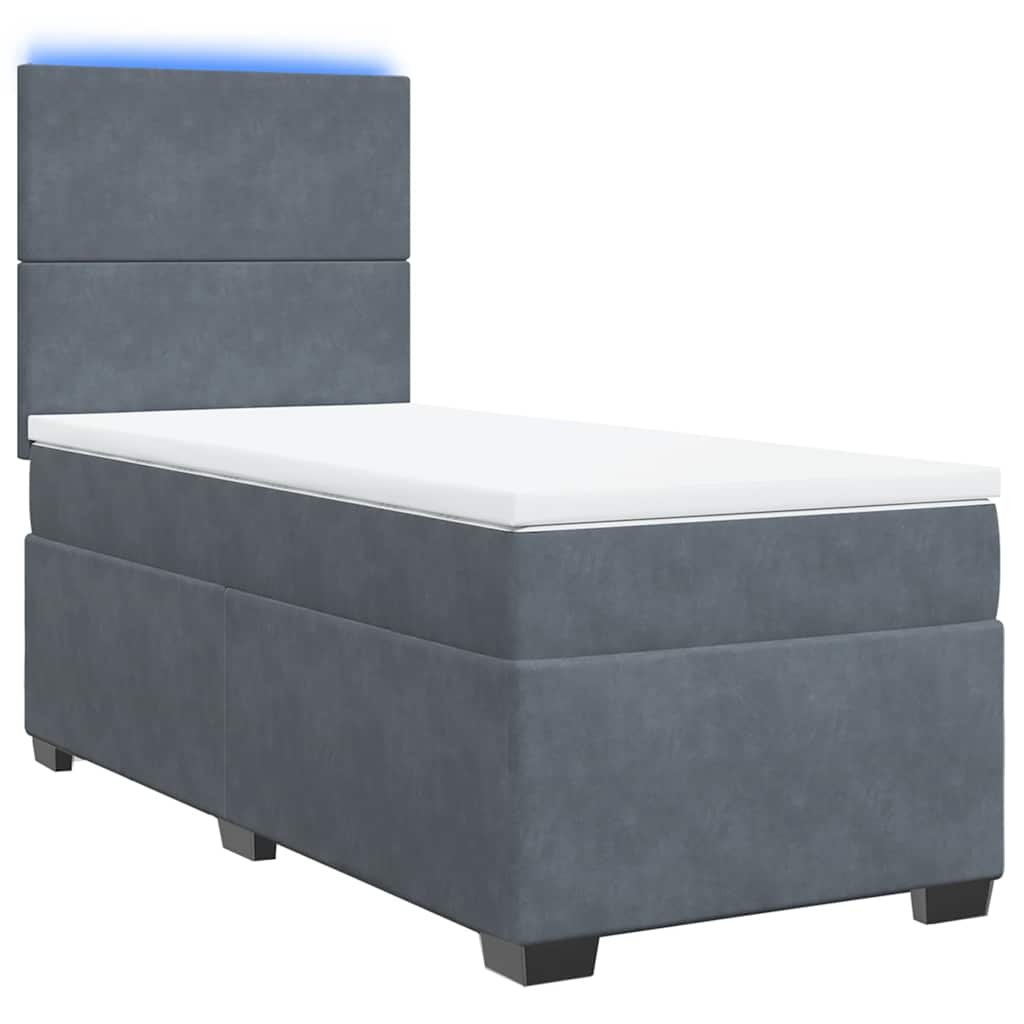 vidaXL Boxspring met matras fluweel donkergrijs 90x190 cm afbeelding