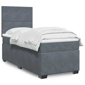 Box spring postel s matrací tmavě šedá 90x190 cm samet - obrázek 1