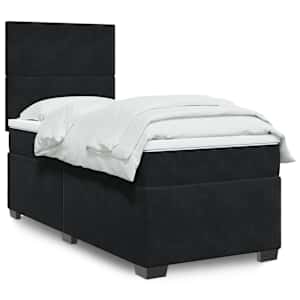 Box spring postel s matrací černá 90x190 cm samet - obrázek 1
