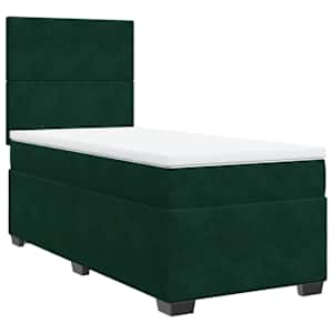 Box spring postel s matrací tmavě zelená 90x190 cm samet - obrázek 6