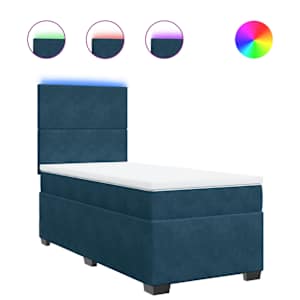 Box spring postel s matrací modrá 90 x 190 cm samet - obrázek 2
