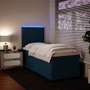 Box spring postel s matrací modrá 90 x 190 cm samet - obrázek 5