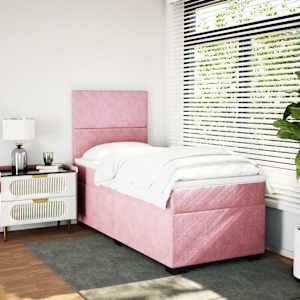 Box spring postel s matrací růžová 90x190 cm samet - obrázek 4