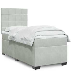 Box spring postel s matrací světle šedá 90x190 cm samet - obrázek 1