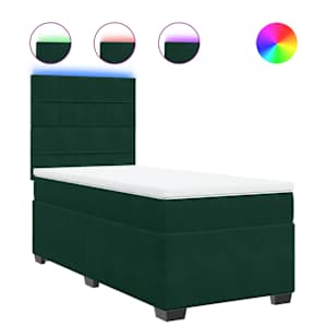 Box spring postel s matrací tmavě zelená 90x190 cm samet - obrázek 2