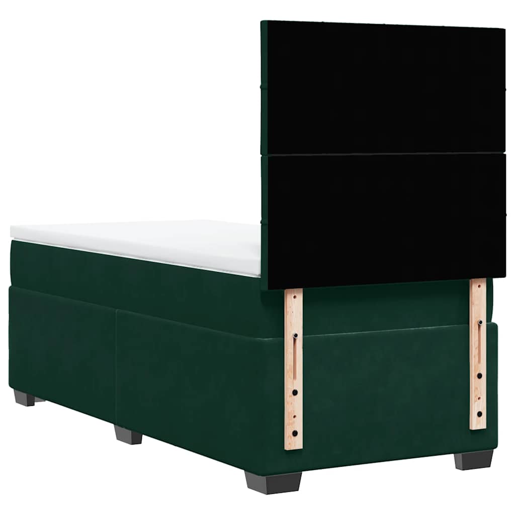 Box spring postel s matrací tmavě zelená 90x190 cm samet - obrázek 13