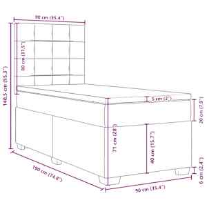 Box spring postel s matrací tmavě zelená 90x190 cm samet - obrázek 19