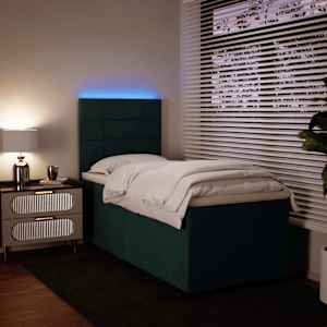 Box spring postel s matrací tmavě zelená 90x190 cm samet - obrázek 5