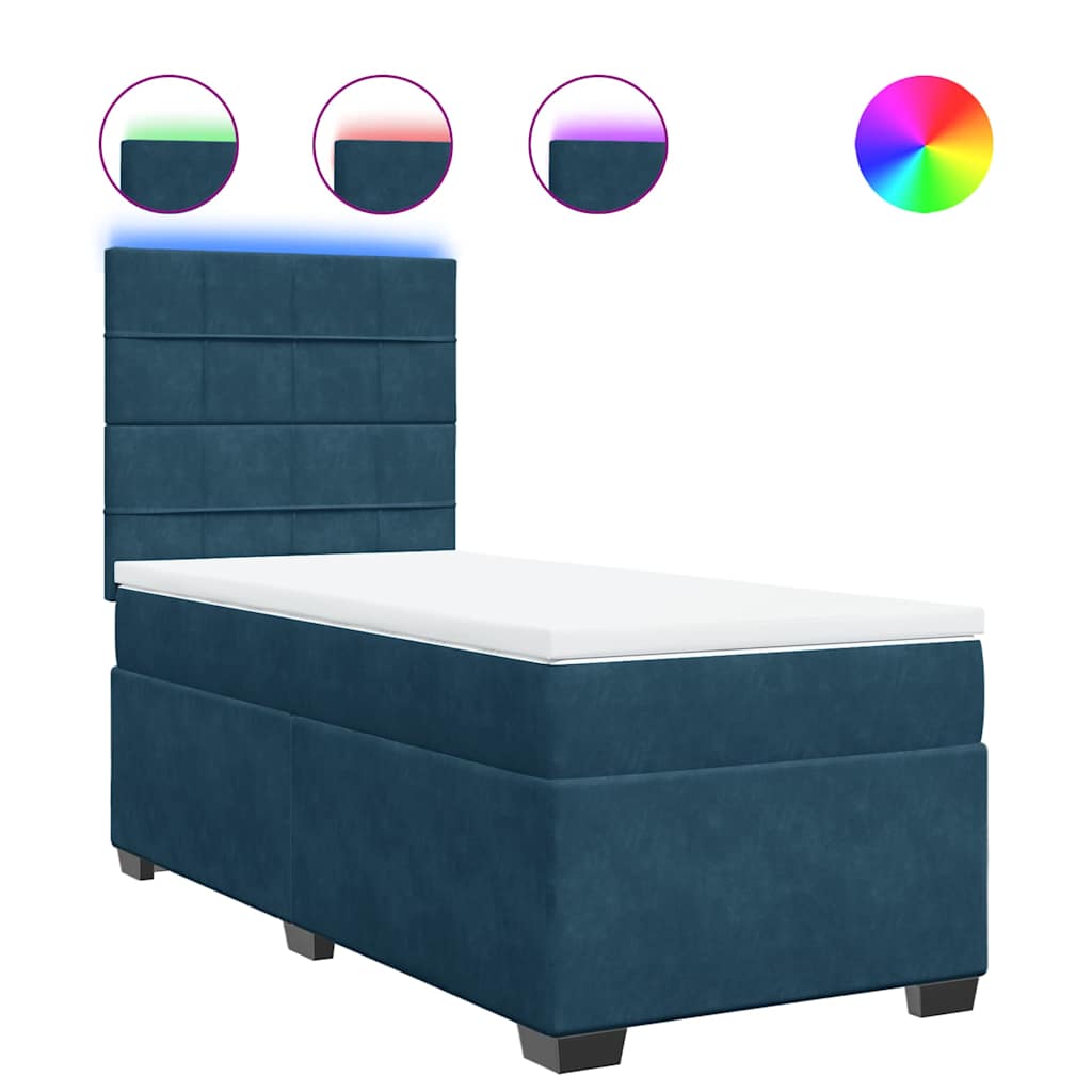 vidaXL Box spring postel s matrací modrá 90 x 190 cm samet