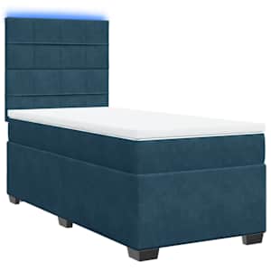 Box spring postel s matrací modrá 90 x 190 cm samet - obrázek 3