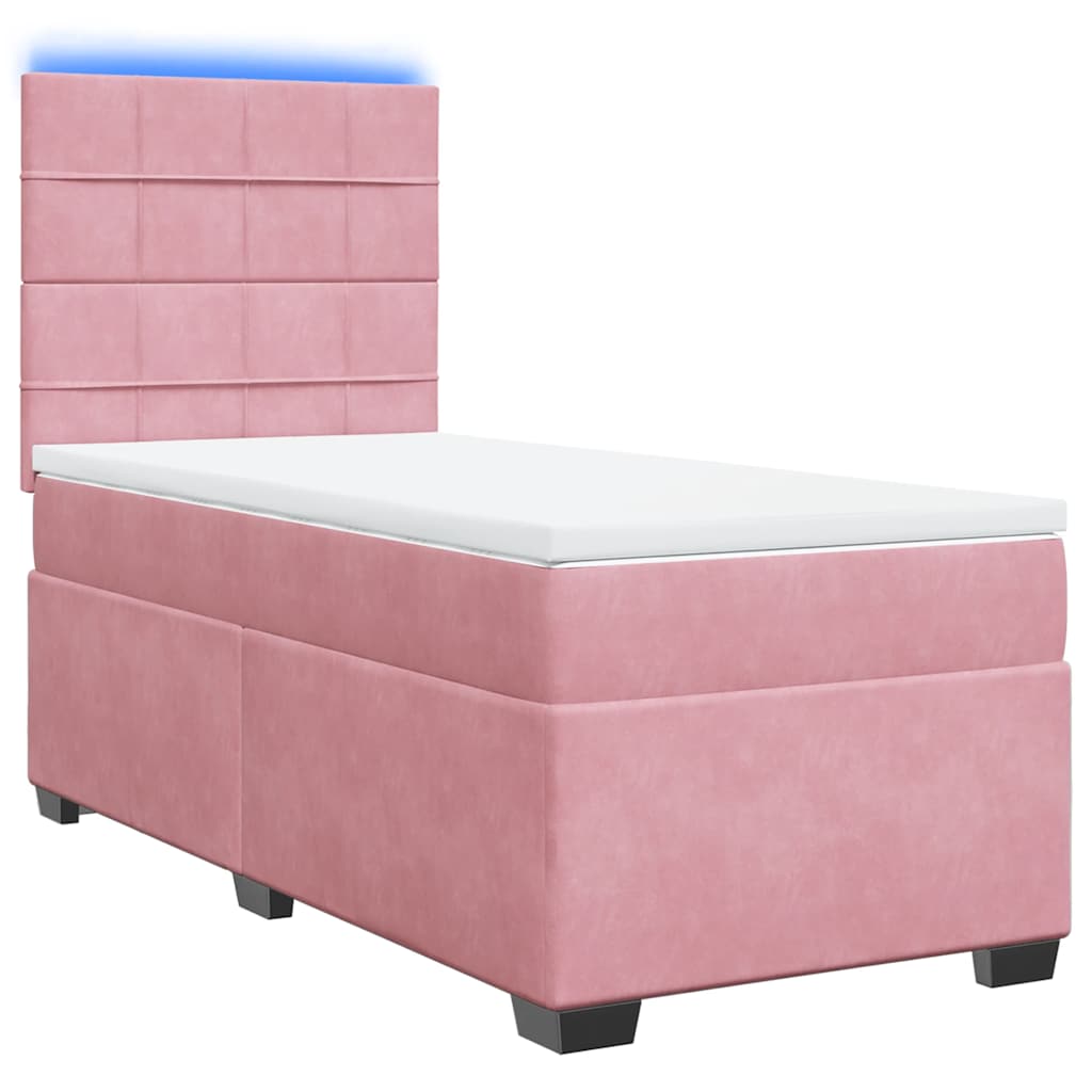 vidaXL Boxspring met matras fluweel roze 90x190 cm afbeelding