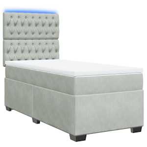 Box spring postel s matrací světle šedá 90x190 cm samet - obrázek 3