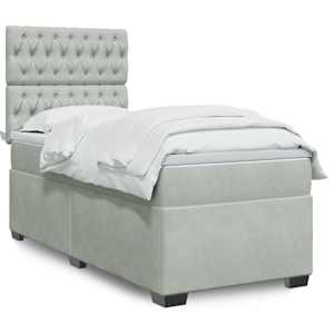 Box spring postel s matrací světle šedá 90x190 cm samet - obrázek 1