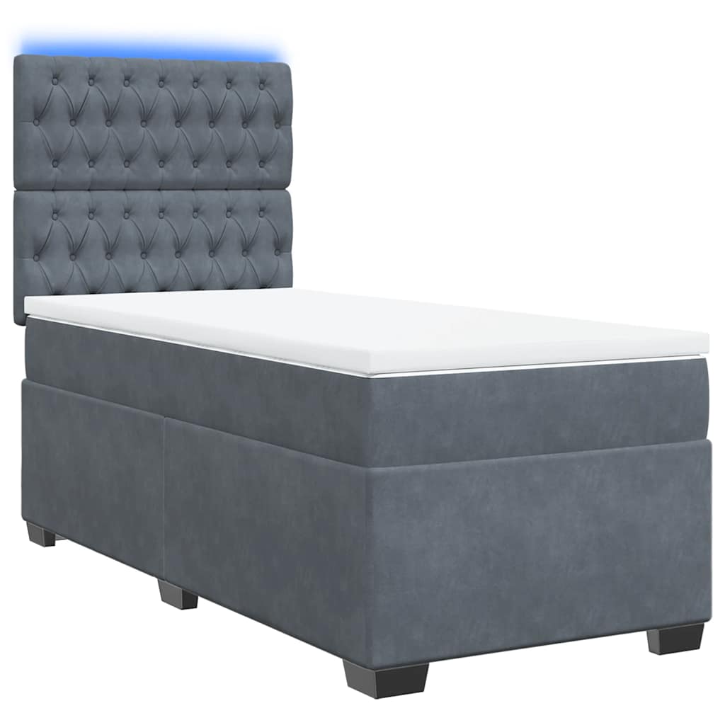 vidaXL Boxspring met matras fluweel donkergrijs 90x190 cm afbeelding