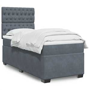 Box spring postel s matrací tmavě šedá 90x190 cm samet - obrázek 1