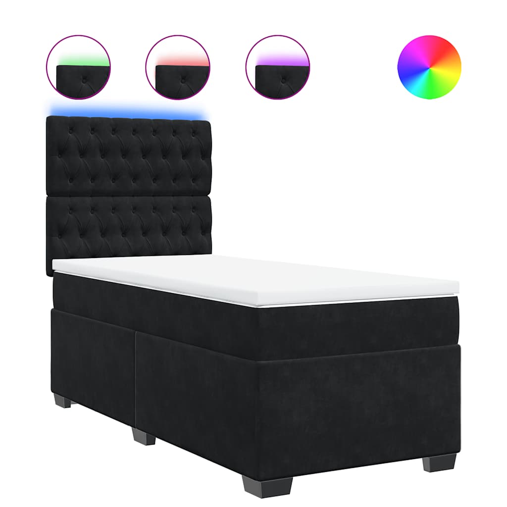 Thumbnail - vidaXL Boxspringbett mit Matratze Schwarz 90x190 cm Samt