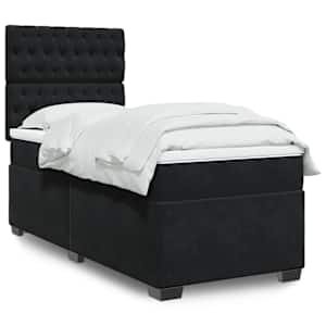 Box spring postel s matrací černá 90x190 cm samet - obrázek 1
