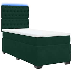 Box spring postel s matrací tmavě zelená 90x190 cm samet - obrázek 3