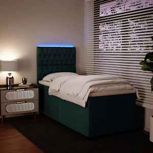 Box spring postel s matrací tmavě zelená 90x190 cm samet - obrázek 5
