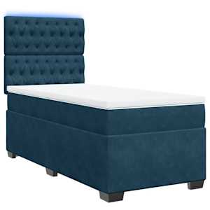 Box spring postel s matrací modrá 90 x 190 cm samet - obrázek 3