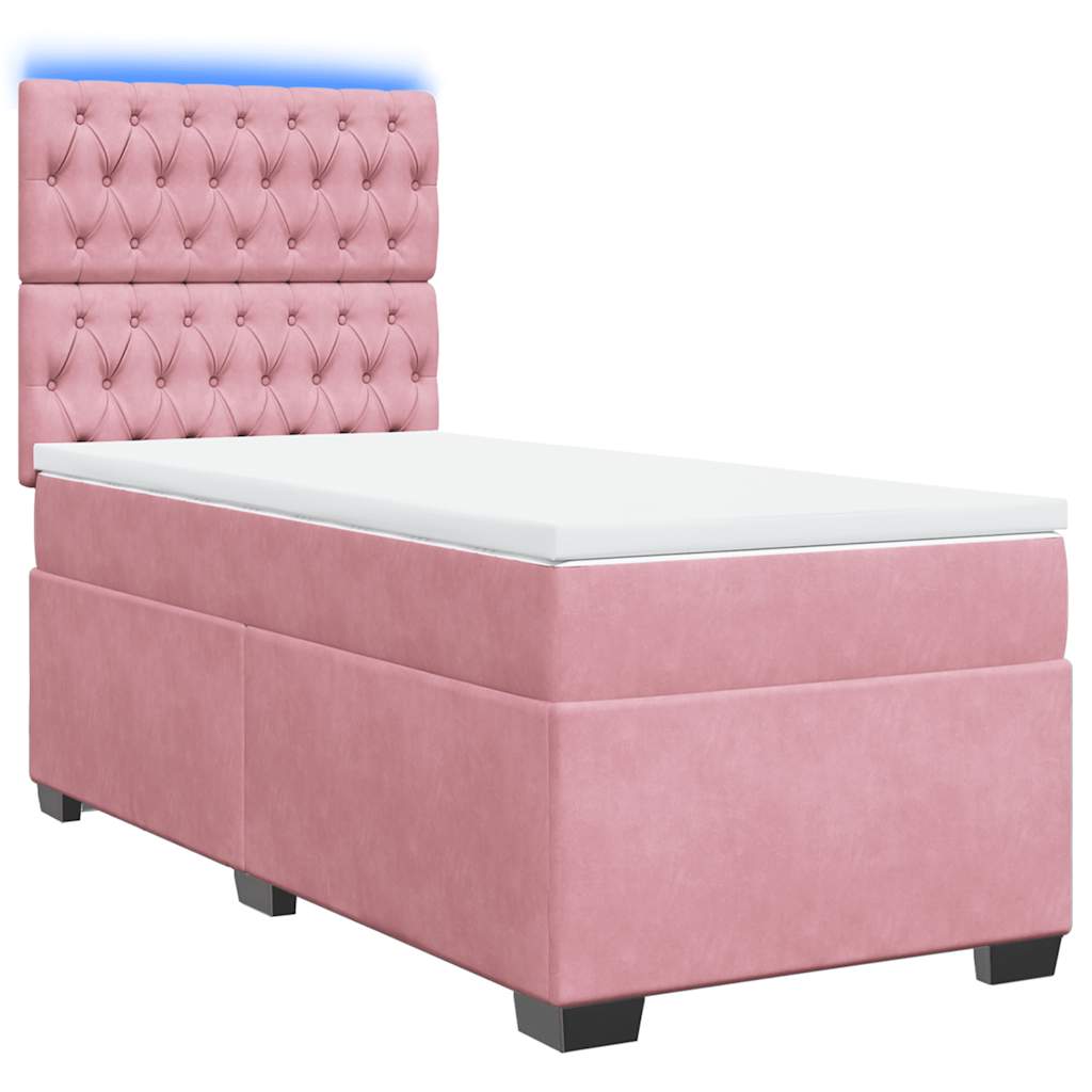 vidaXL Boxspring met matras fluweel roze 90x190 cm afbeelding