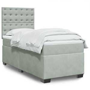 Box spring postel s matrací světle šedá 90x190 cm samet - obrázek 1