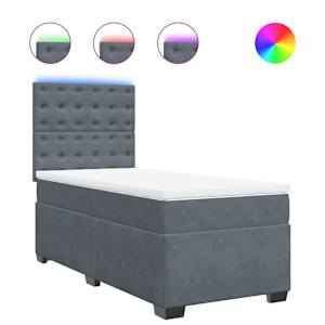 Box spring postel s matrací tmavě šedá 90x190 cm samet - obrázek 2