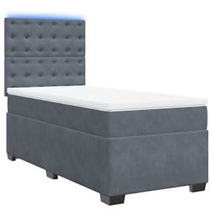 Box spring postel s matrací tmavě šedá 90x190 cm samet - obrázek 3