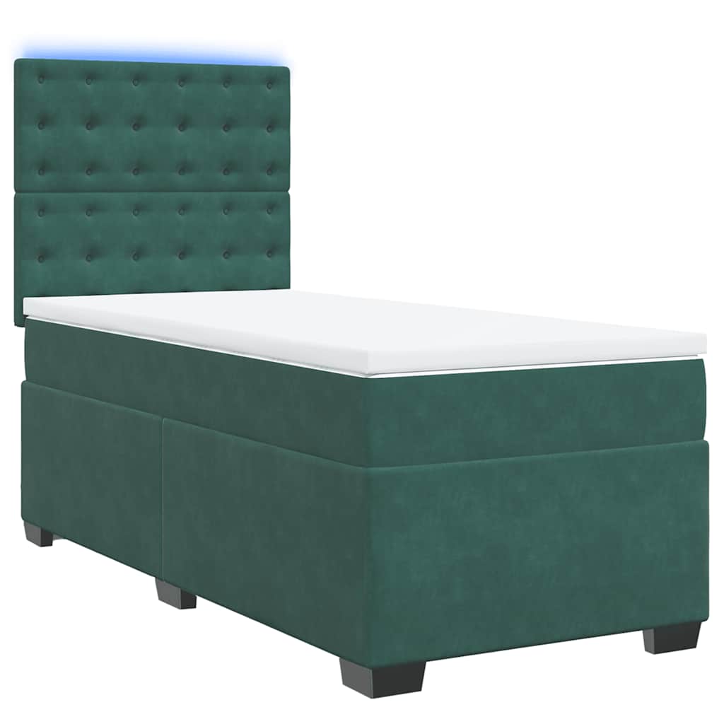 Thumbnail - vidaXL Boxspringbett mit Matratze Dunkelgrün 90x190 cm Samt
