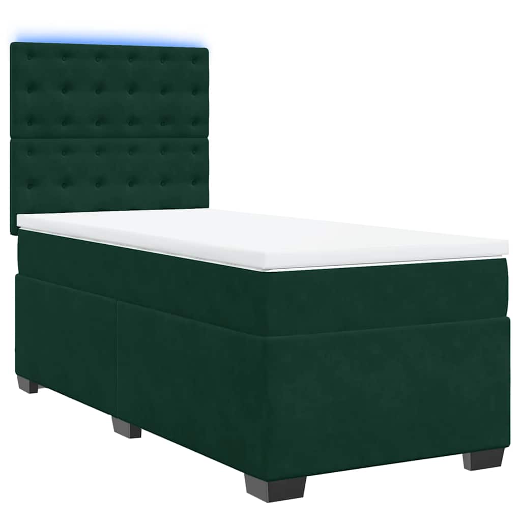 Thumbnail - vidaXL Boxspringbett mit Matratze Dunkelgrün 90x190 cm Samt