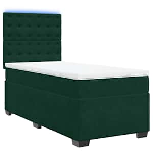 Box spring postel s matrací tmavě zelená 90x190 cm samet - obrázek 3