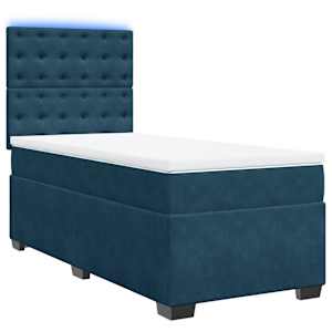 Box spring postel s matrací modrá 90 x 190 cm samet - obrázek 3