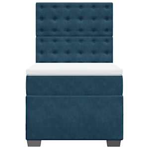 Box spring postel s matrací modrá 90 x 190 cm samet - obrázek 7