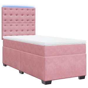 Box spring postel s matrací růžová 90x190 cm samet - obrázek 3