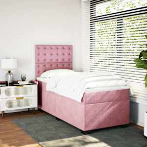 Box spring postel s matrací růžová 90x190 cm samet - obrázek 4