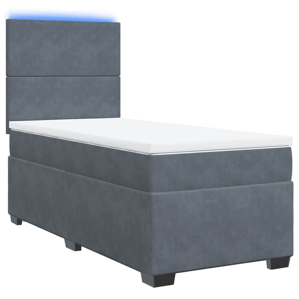 vidaXL Boxspring met matras fluweel donkergrijs 90x200 cm afbeelding