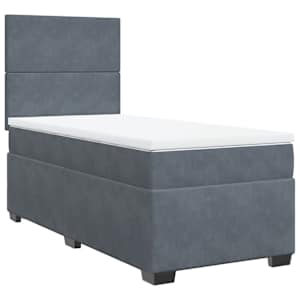 Box spring postel s matrací tmavě šedá 90x200 cm samet - obrázek 6