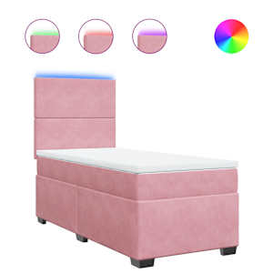 Box spring postel s matrací růžová 90x200 cm samet - obrázek 2