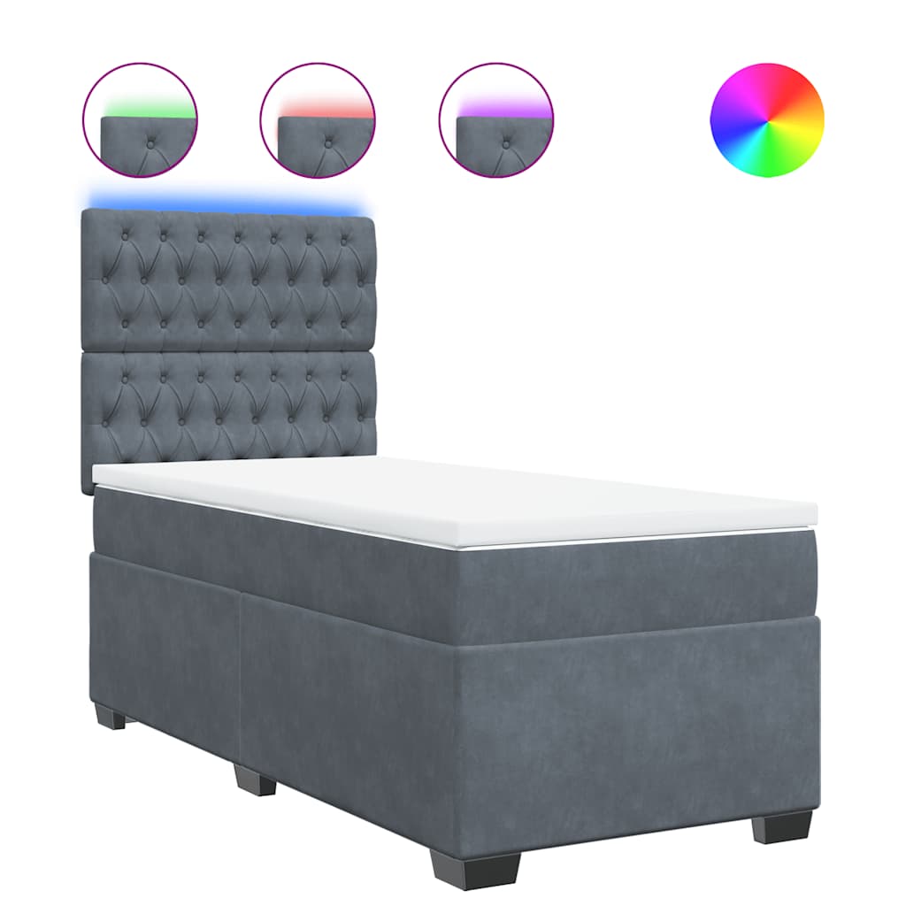 Thumbnail - vidaXL Boxspringbett mit Matratze Dunkelgrau 90x200 cm Samt