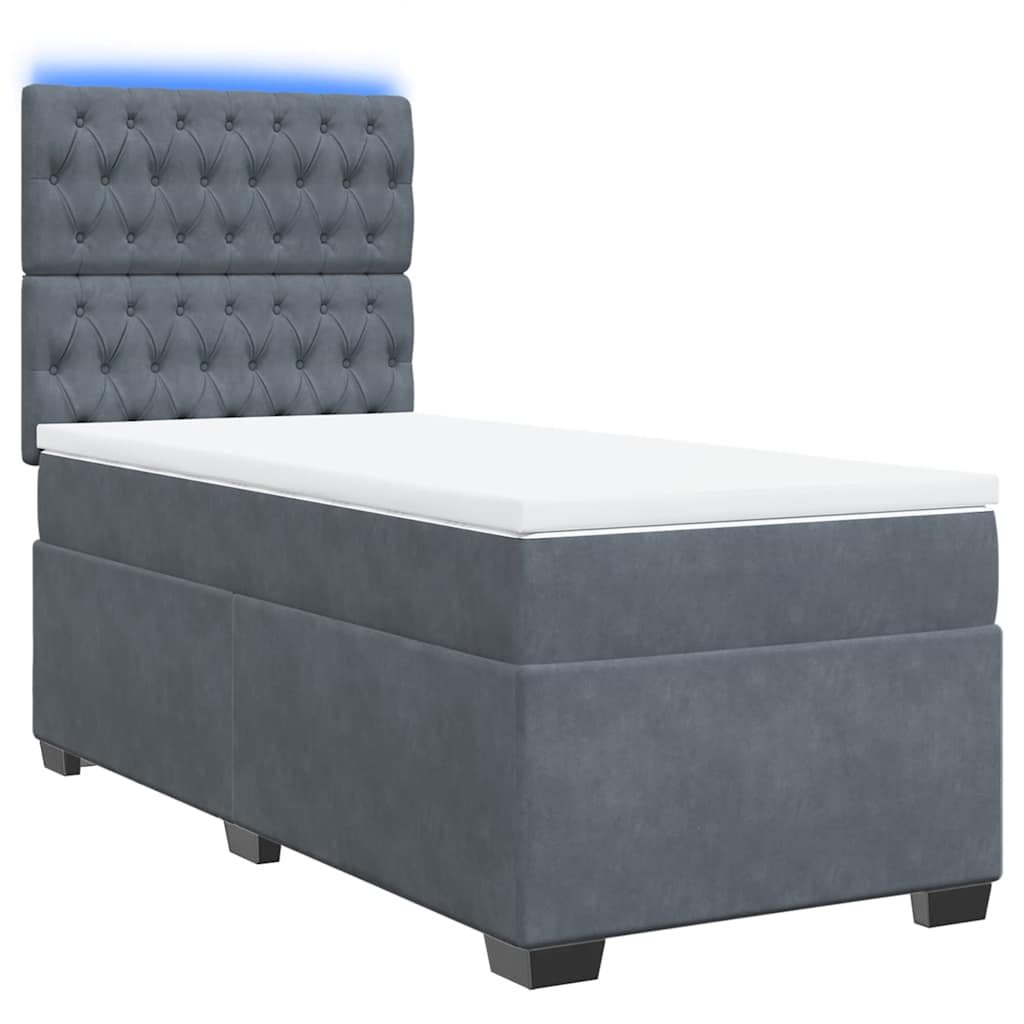 vidaXL Boxspring met matras fluweel donkergrijs 90x200 cm afbeelding