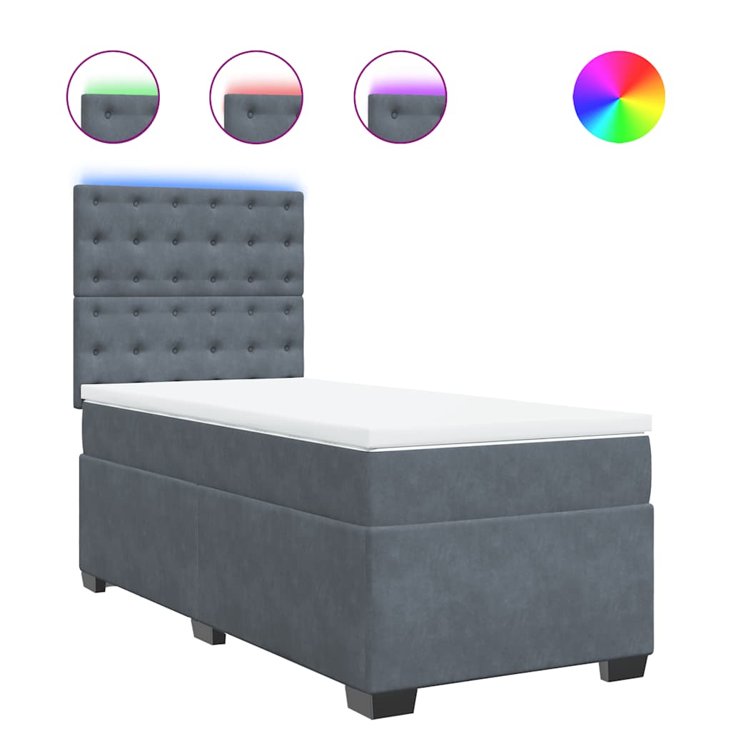 Thumbnail - vidaXL Boxspringbett mit Matratze Dunkelgrau 90x200 cm Samt