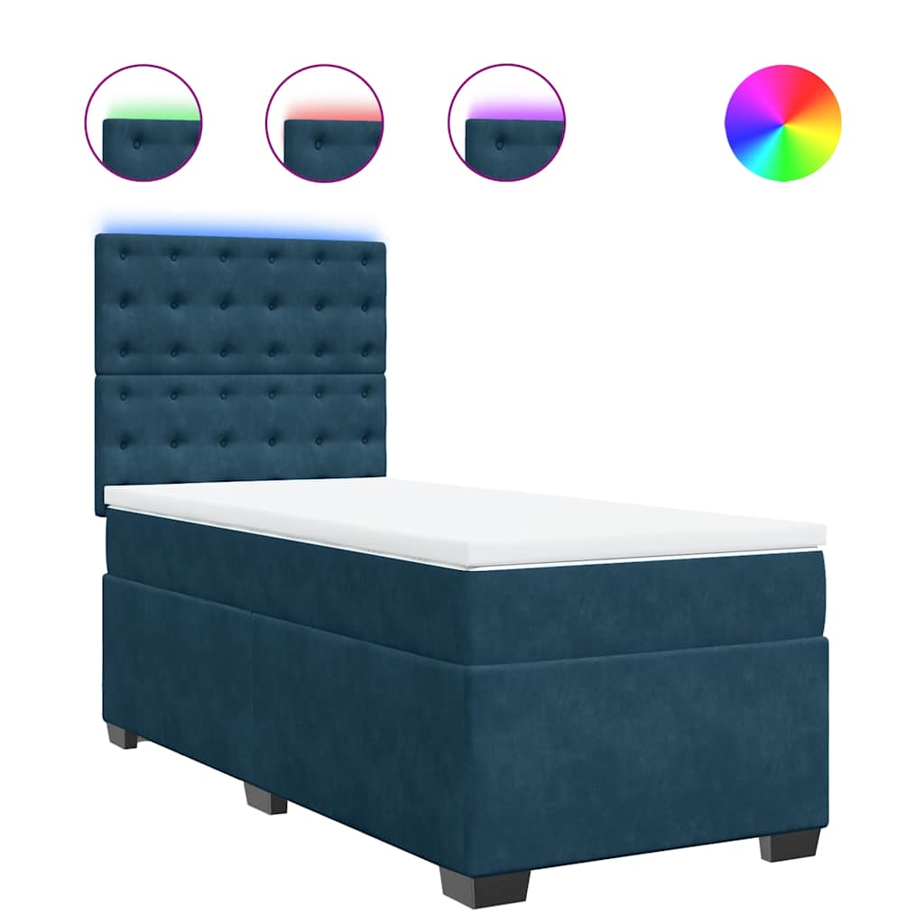 Levně vidaXL Box spring postel s matrací modrá 90 x 200 cm samet