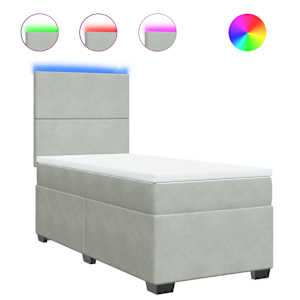 Box spring postel s matrací světle šedá 100x200 cm samet - obrázek 2