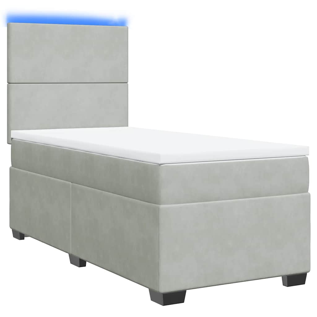 vidaXL Boxspring met matras fluweel lichtgrijs 100x200 cm afbeelding