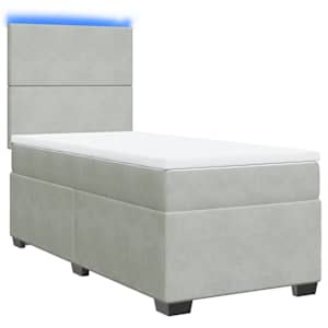Box spring postel s matrací světle šedá 100x200 cm samet - obrázek 3