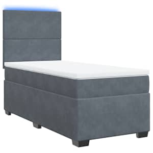 Box spring postel s matrací tmavě šedá 100x200 cm samet - obrázek 3