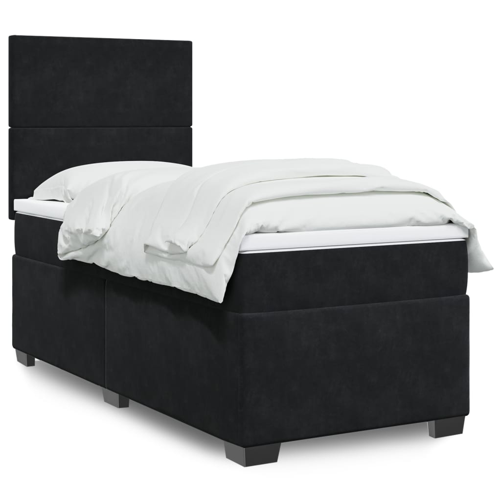 Boxspringbett mit Matratze Schwarz 100×200 cm Samt