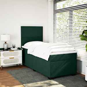Box spring postel s matrací tmavě zelená 100x200 cm samet - obrázek 4